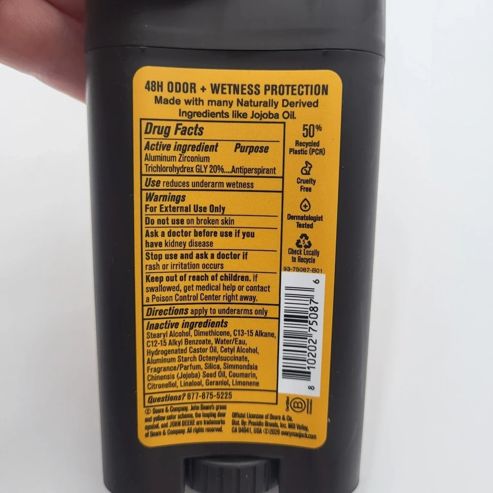 (2) Every Man Jack John Deere Iron Horizon Antiperspirant Deodorant 2.6oz